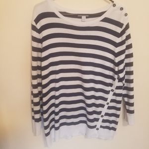 NAUTICA Striped Sweater with Button Detail